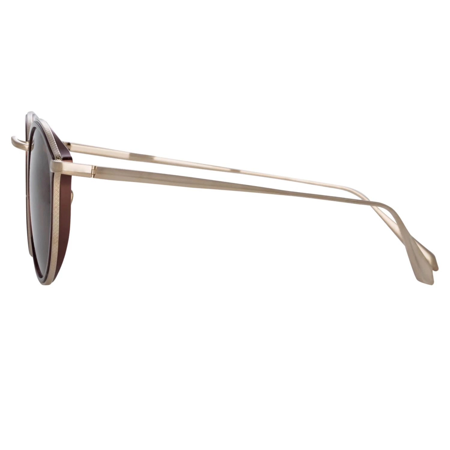 LINDA FARROW (U.K.) Luis Oval Sunglasses In Light Gold And Brown 4 LINDA FARROW (U.K.) Luis Oval Sunglasses In Light Gold And Brown