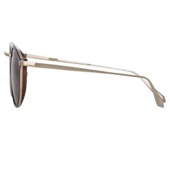 LINDA FARROW (U.K.) Luis Oval Sunglasses In Light Gold And Brown (Men's) 8 LINDA FARROW (U.K.) Luis Oval Sunglasses In Light Gold And Brown (Men's)