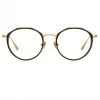 LINDA FARROW (U.K.) Cesar Angular Optical Frame In Yellow Gold And Black Women's