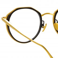 LINDA FARROW (U.K.) Cesar Angular Optical Frame In Yellow Gold And Black (Men's) 9 LINDA FARROW (U.K.) Cesar Angular Optical Frame In Yellow Gold And Black (Men's)