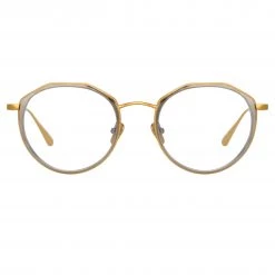 LINDA FARROW (U.K.) Cesar Angular Optical Frame In Yellow Gold And White Gold Women's
