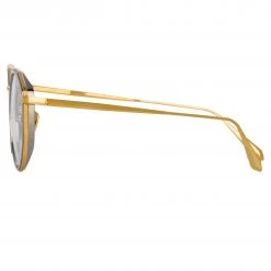 LINDA FARROW (U.K.) Cesar Angular Optical Frame In Yellow Gold And White Gold Women's
