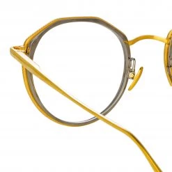 LINDA FARROW (U.K.) Cesar Angular Optical Frame In Yellow Gold And White Gold Women's