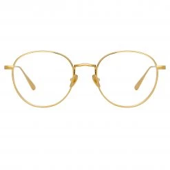 LINDA FARROW (U.K.) Luna Oval Optical Frame In Yellow Gold Women's
