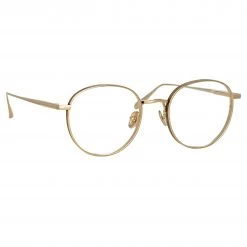 LINDA FARROW (U.K.) Luna Oval Optical Frame In Light Gold 7 LINDA FARROW (U.K.) Luna Oval Optical Frame In Light Gold