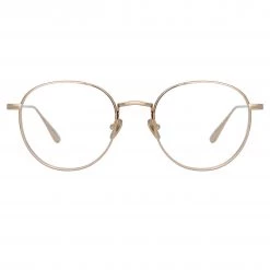 LINDA FARROW (U.K.) Luna Oval Optical Frame In Light Gold