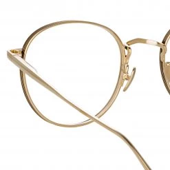 LINDA FARROW (U.K.) Luna Oval Optical Frame In Light Gold 9 LINDA FARROW (U.K.) Luna Oval Optical Frame In Light Gold