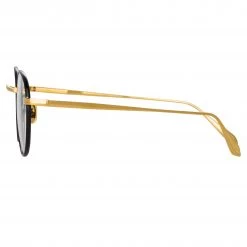 LINDA FARROW (U.K.) Anton Oval Optical Frame In Yellow Gold And Black Women's 8 LINDA FARROW (U.K.) Anton Oval Optical Frame In Yellow Gold And Black Women's