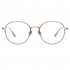 LINDA FARROW (U.K.) Anton Oval Optical Frame In Rose Gold And White Gold Women's