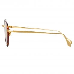 LINDA FARROW (U.K.) Women's Anton Oval Optical Frame In Yellow Gold And Tortoiseshell