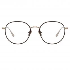 LINDA FARROW (U.K.) Women's Anton Oval Optical Frame In Light Gold And Brown