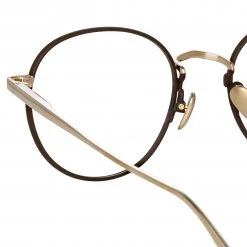 LINDA FARROW (U.K.) Women's Anton Oval Optical Frame In Light Gold And Brown