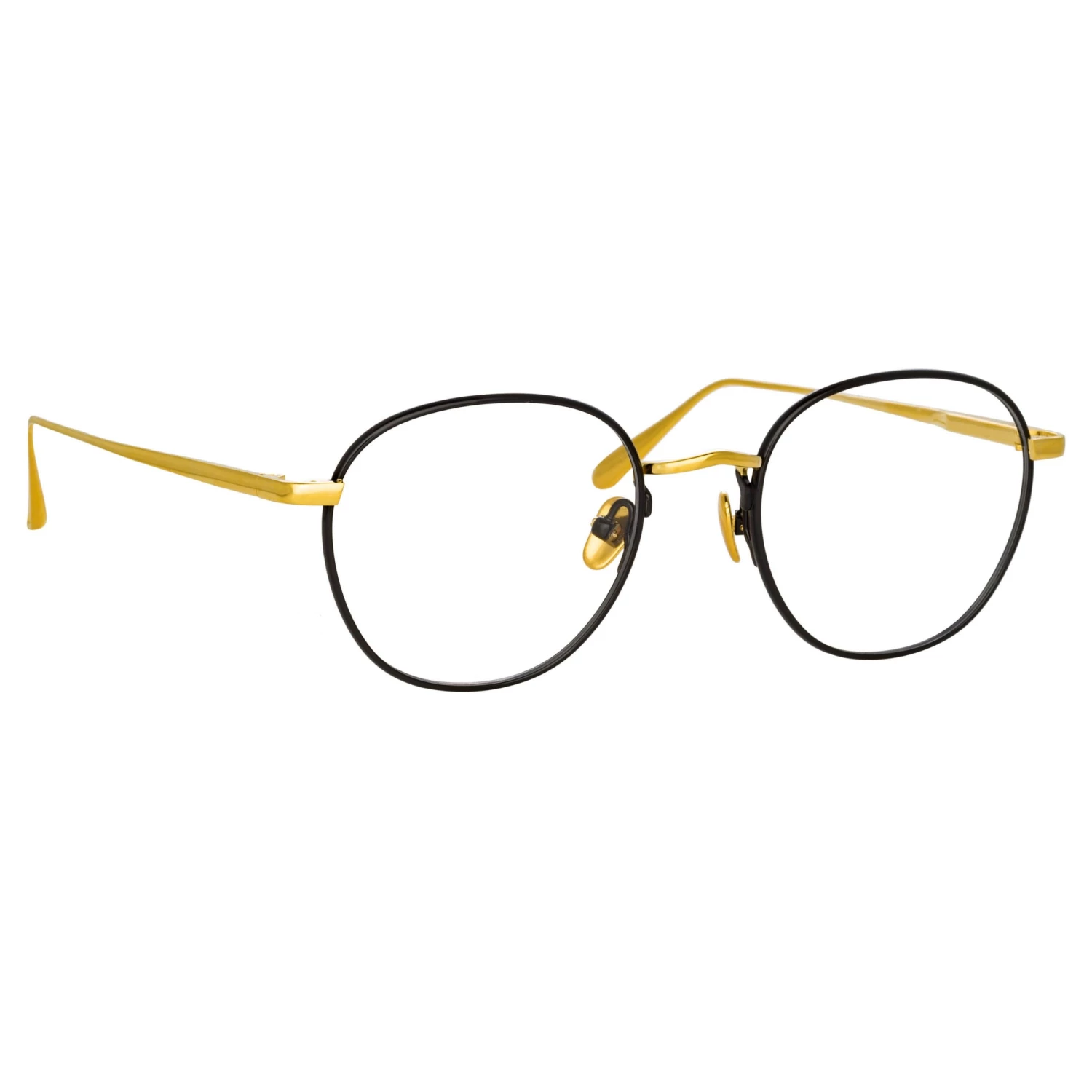 LINDA FARROW (U.K.) Jules Oval Optical Frame In Yellow Gold And Black 2 LINDA FARROW (U.K.) Jules Oval Optical Frame In Yellow Gold And Black