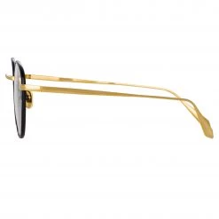 LINDA FARROW (U.K.) Jules Oval Optical Frame In Yellow Gold And Black 7 LINDA FARROW (U.K.) Jules Oval Optical Frame In Yellow Gold And Black