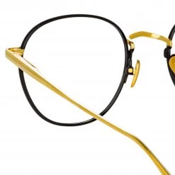 LINDA FARROW (U.K.) Jules Oval Optical Frame In Yellow Gold And Black 8 LINDA FARROW (U.K.) Jules Oval Optical Frame In Yellow Gold And Black