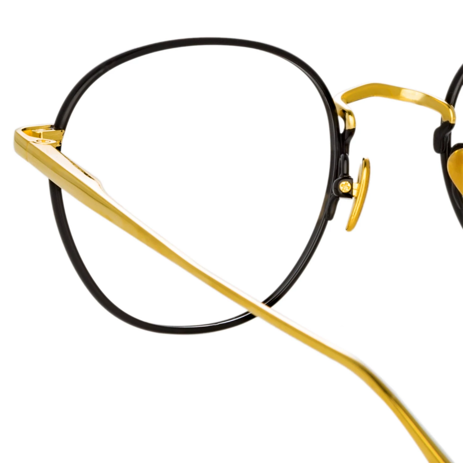 LINDA FARROW (U.K.) Jules Oval Optical Frame In Yellow Gold And Black 4 LINDA FARROW (U.K.) Jules Oval Optical Frame In Yellow Gold And Black
