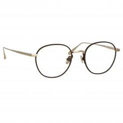 LINDA FARROW (U.K.) Women's Jules Oval Optical Frame In Light Gold And Brown