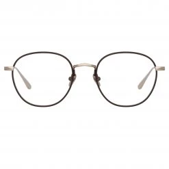 LINDA FARROW (U.K.) Women's Jules Oval Optical Frame In Light Gold And Brown