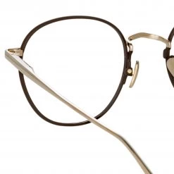 LINDA FARROW (U.K.) Women's Jules Oval Optical Frame In Light Gold And Brown