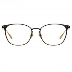 LINDA FARROW (U.K.) The LINDA FARROW Spring/Summer '22 Collection Xate Rectangular Optical Frame In Black And Yellow Gold