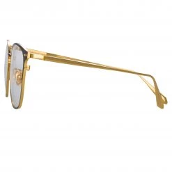 LINDA FARROW (U.K.) The LINDA FARROW Spring/Summer '22 Collection Xate Rectangular Optical Frame In Black And Yellow Gold