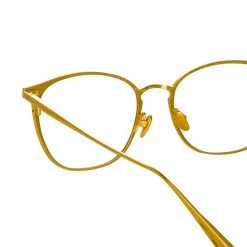 LINDA FARROW (U.K.) The LINDA FARROW Spring/Summer '22 Collection Xate Rectangular Optical Frame In Black And Yellow Gold