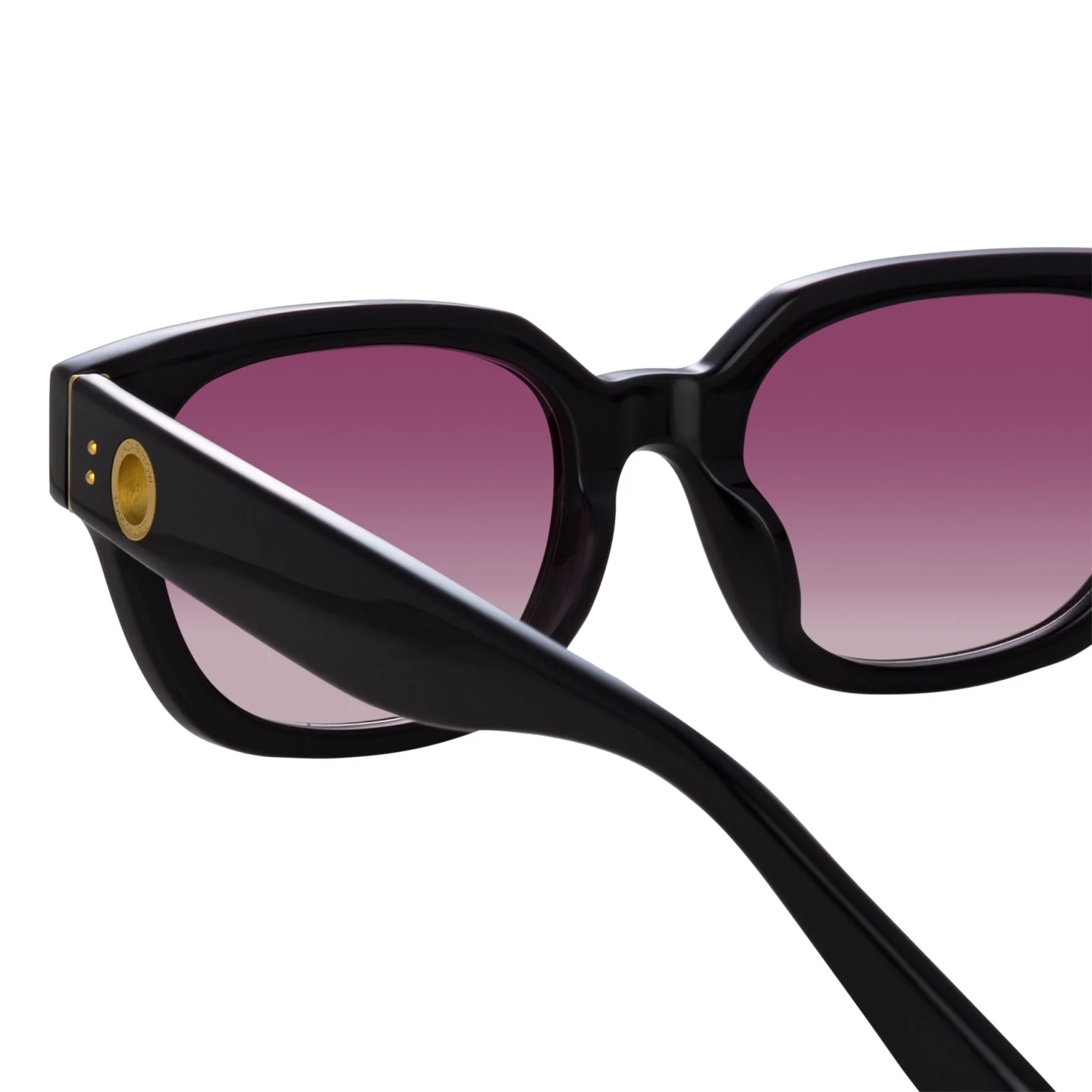 LINDA FARROW (U.K.) Deni D-Frame Sunglasses In Black And Plum Lenses 4 LINDA FARROW (U.K.) Deni D-Frame Sunglasses In Black And Plum Lenses