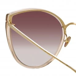 LINDA FARROW (U.K.) Women's Silvie Cat Eye Sunglasses In Ash And Mocha 6 LINDA FARROW (U.K.) Women's Silvie Cat Eye Sunglasses In Ash And Mocha