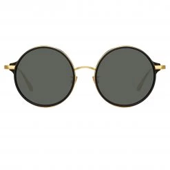 LINDA FARROW (U.K.) Bara Round Sunglasses In Black Women's