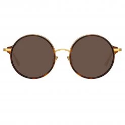 LINDA FARROW (U.K.) Women's Bara Round Sunglasses In Tortoiseshell