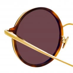 LINDA FARROW (U.K.) Women's Bara Round Sunglasses In Tortoiseshell 7 LINDA FARROW (U.K.) Women's Bara Round Sunglasses In Tortoiseshell