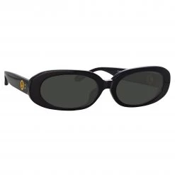 LINDA FARROW (U.K.) Women's Cara Oval Sunglasses In Black 7 LINDA FARROW (U.K.) Women's Cara Oval Sunglasses In Black