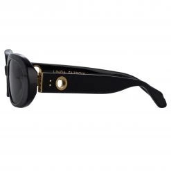 LINDA FARROW (U.K.) Women's Cara Oval Sunglasses In Black 8 LINDA FARROW (U.K.) Women's Cara Oval Sunglasses In Black