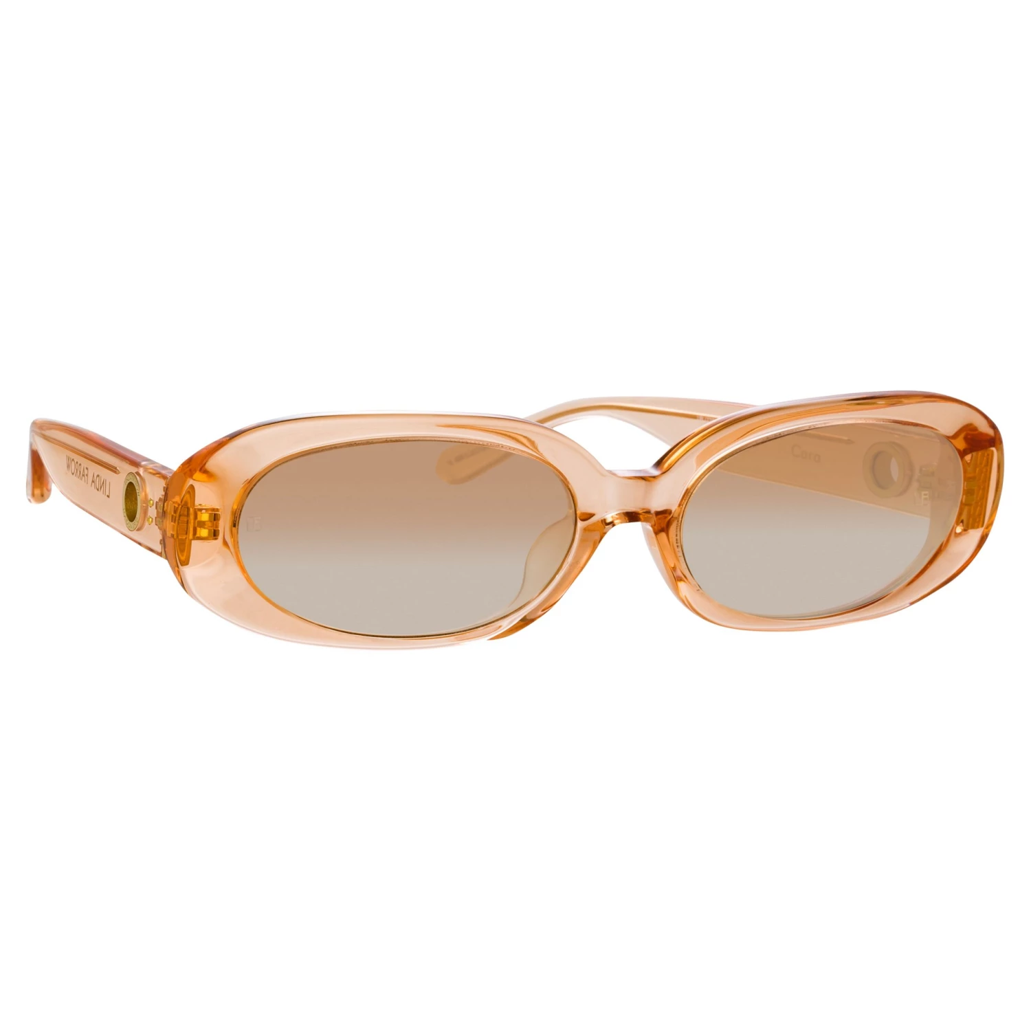 LINDA FARROW (U.K.) Cara Oval Sunglasses In Peach 2 LINDA FARROW (U.K.) Cara Oval Sunglasses In Peach