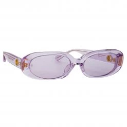 LINDA FARROW (U.K.) Women's Cara Oval Sunglasses In Lilac