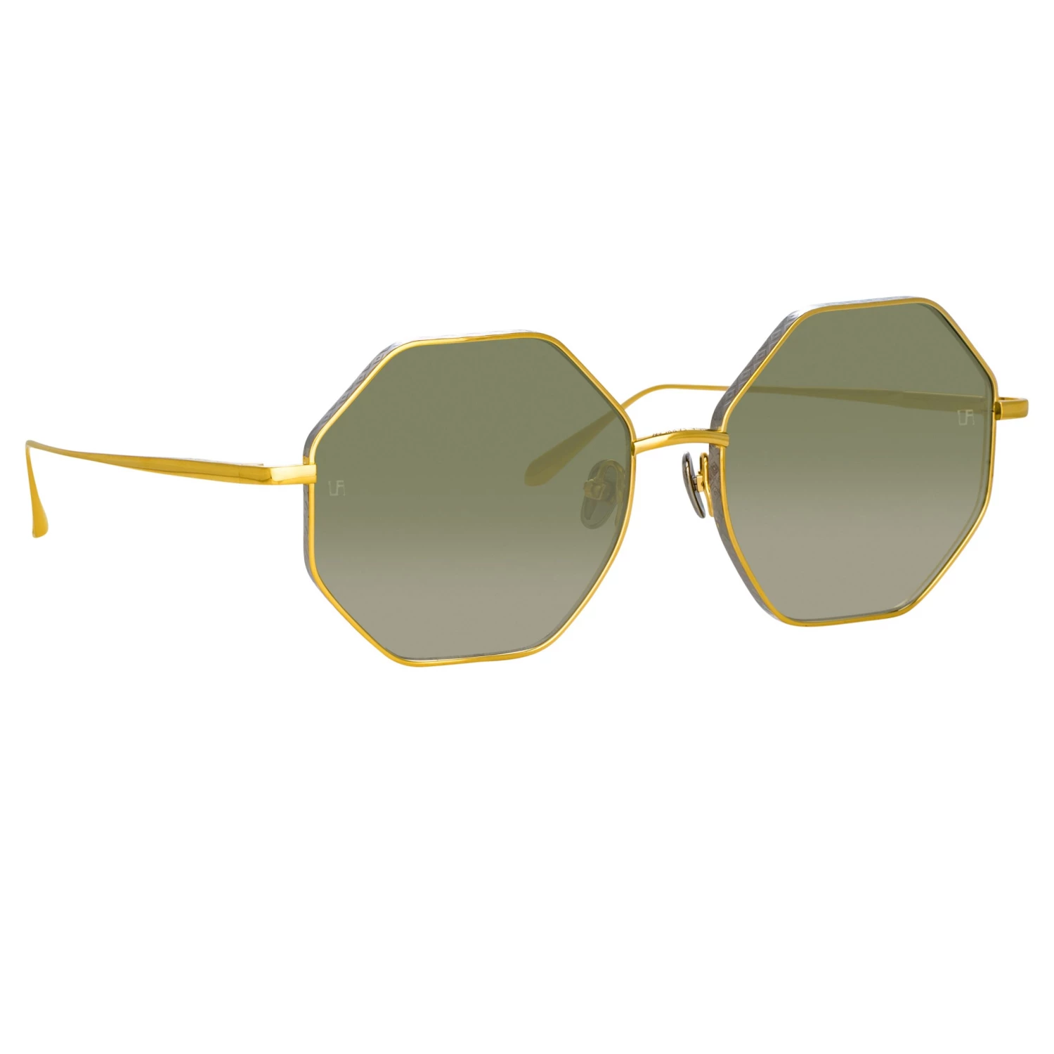 LINDA FARROW (U.K.) Lianas Hexagon Sunglasses In Yellow Gold Women's 2 LINDA FARROW (U.K.) Lianas Hexagon Sunglasses In Yellow Gold Women's