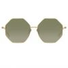 LINDA FARROW (U.K.) Lianas Hexagon Sunglasses In Yellow Gold Women's