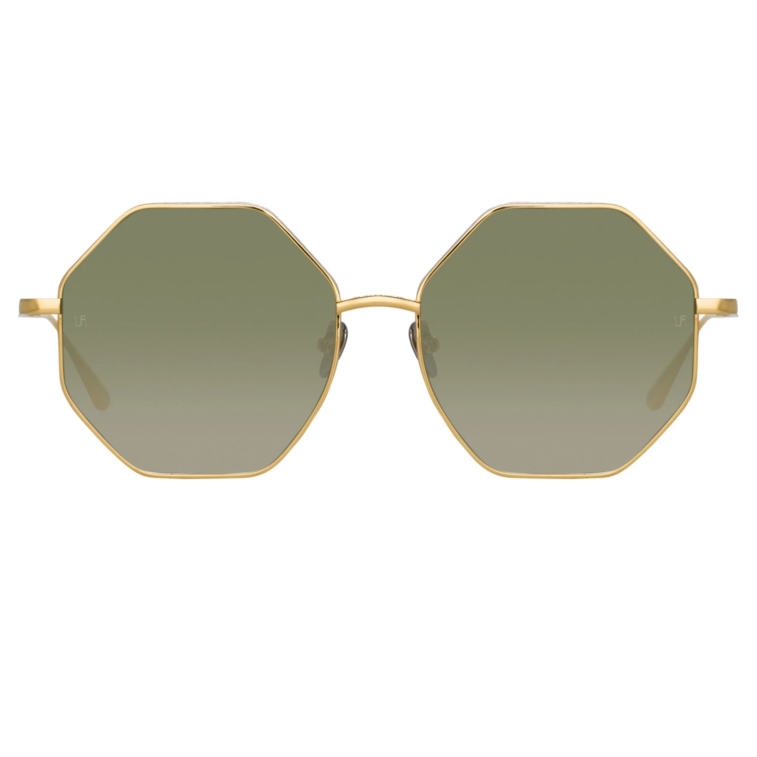 LINDA FARROW (U.K.) Lianas Hexagon Sunglasses In Yellow Gold Women's 1 LINDA FARROW (U.K.) Lianas Hexagon Sunglasses In Yellow Gold Women's