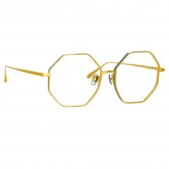 LINDA FARROW (U.K.) The LINDA FARROW Spring/Summer '22 Collection Lianas Hexagon Optical Frame In Yellow Gold