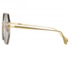 LINDA FARROW (U.K.) The LINDA FARROW Spring/Summer '22 Collection Lianas Hexagon Optical Frame In Yellow Gold 6 LINDA FARROW (U.K.) The LINDA FARROW Spring/Summer '22 Collection Lianas Hexagon Optical Frame In Yellow Gold