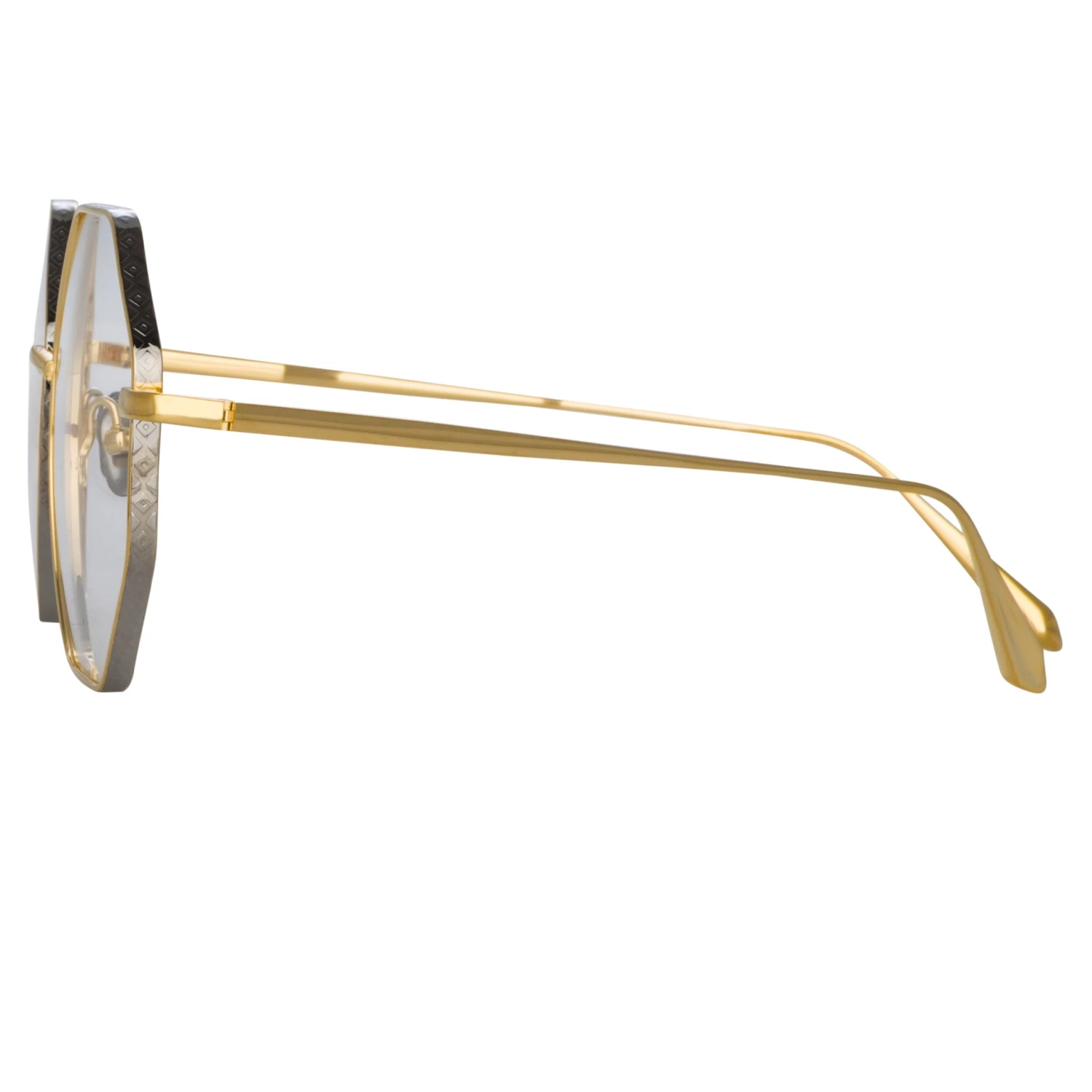 LINDA FARROW (U.K.) The LINDA FARROW Spring/Summer '22 Collection Lianas Hexagon Optical Frame In Yellow Gold 3 LINDA FARROW (U.K.) The LINDA FARROW Spring/Summer '22 Collection Lianas Hexagon Optical Frame In Yellow Gold