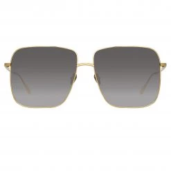 LINDA FARROW (U.K.) Andoa Squared Sunglasses In Yellow Gold Women's