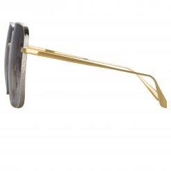 LINDA FARROW (U.K.) Andoa Squared Sunglasses In Yellow Gold Women's 6 LINDA FARROW (U.K.) Andoa Squared Sunglasses In Yellow Gold Women's