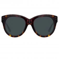LINDA FARROW (U.K.) Madi Oversized Sunglasses In Tortoiseshell