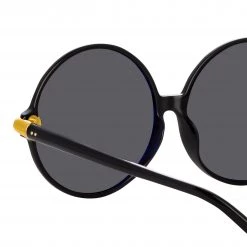 LINDA FARROW (U.K.) Victoria Round Sunglasses In Black 7 LINDA FARROW (U.K.) Victoria Round Sunglasses In Black