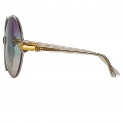 LINDA FARROW (U.K.) Women's Victoria Round Sunglasses In Truffle