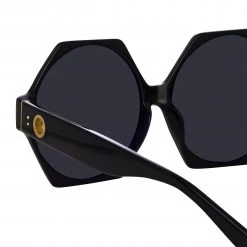 LINDA FARROW (U.K.) Women's Bora Hexagon Sunglasses In Black