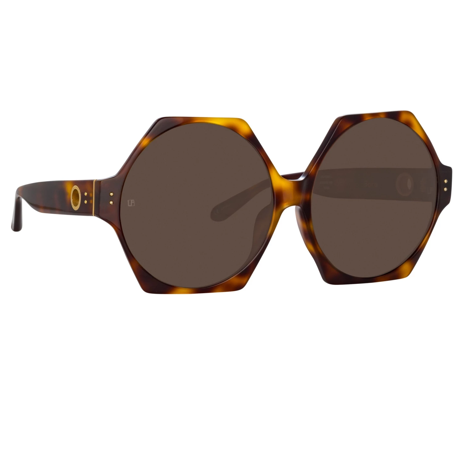 LINDA FARROW (U.K.) Bora Hexagon Sunglasses In Tortoiseshell Women's 2 LINDA FARROW (U.K.) Bora Hexagon Sunglasses In Tortoiseshell Women's