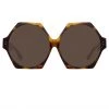 LINDA FARROW (U.K.) Bora Hexagon Sunglasses In Tortoiseshell Women's