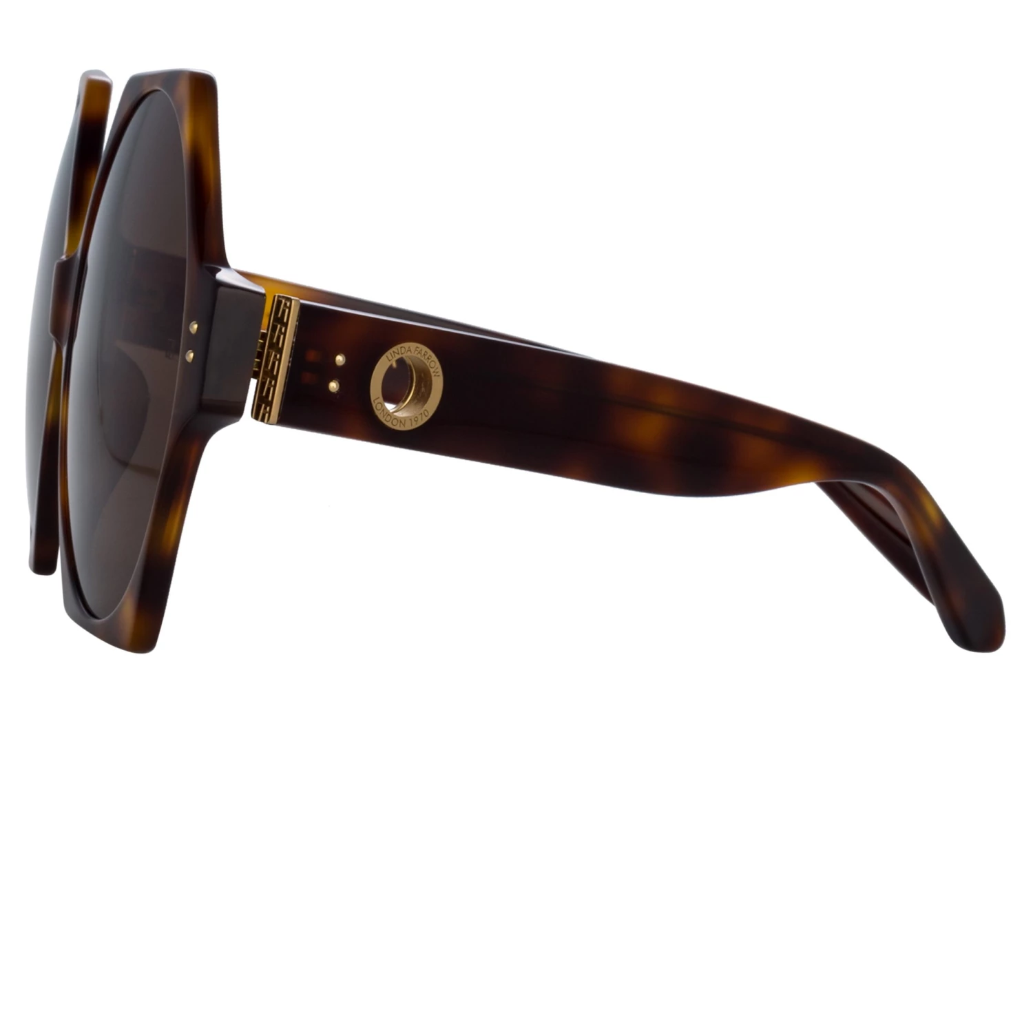 LINDA FARROW (U.K.) Bora Hexagon Sunglasses In Tortoiseshell Women's 4 LINDA FARROW (U.K.) Bora Hexagon Sunglasses In Tortoiseshell Women's